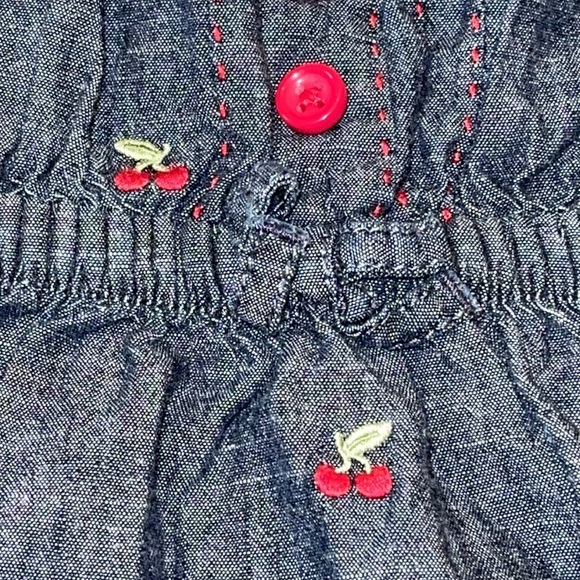 SOLD Gymboree Chambray Dress w Embroidered Cherries - Picture 3 of 3
